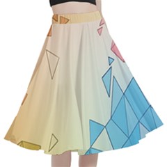 Background Pastel Geometric Lines A-line Full Circle Midi Skirt With Pocket by anzea