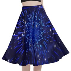 Star Universe Space Starry Sky A-line Full Circle Midi Skirt With Pocket by anzea