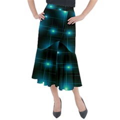 Light Shining Lighting Blue Night Midi Mermaid Skirt by anzea