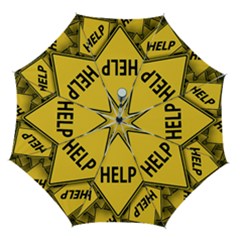 Caution Road Sign Help Cross Yellow Automatic Folding Umbrella With Case (medium) by anzea