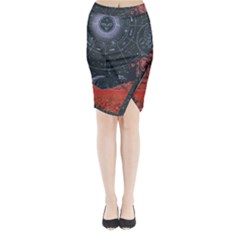 Astrology Surreal Surrealism Trippy Visual Art Midi Wrap Pencil Skirt by Bedest