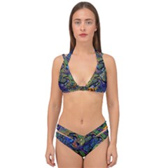 Psychedelic Digital Art Artwork Landscape Colorful Double Strap Halter Bikini Set by Bedest