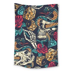 Vintage Art Tattoos Colorful Seamless Pattern Large Tapestry by Bedest