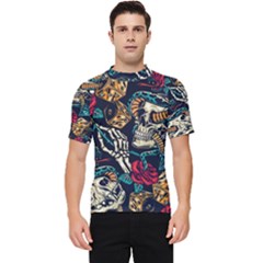 Vintage Art Tattoos Colorful Seamless Pattern Men s Short Sleeve Rash Guard by Bedest