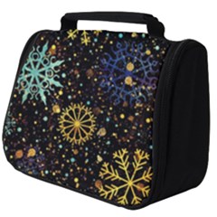 Gold Teal Snowflakes Gold Abstract Christmas Full Print Travel Pouch (big) by Bedest