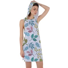 Leaf Seamless Pattern  Racer Back Hoodie Dress by Safari