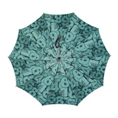 Blue Digits Background, Artwork, Numbers Automatic Folding Umbrella With Case (large) by kyorashop23