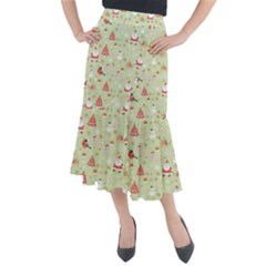 Christmas Pattern, Christmas Tree, Santa Midi Mermaid Skirt by kyorashop23