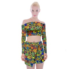 Circles, Colorful Off Shoulder Top With Mini Skirt Set by kyorashop23