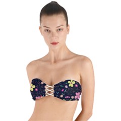 Foliage Pattern, Adorable Beautiful Twist Bandeau Bikini Top by kyorashop23