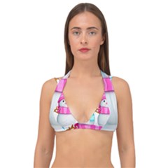 Two Snowmen, Double Strap Halter Bikini Top by kyorashop23