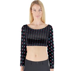 Pattern Dots Wallpaper Seamless Long Sleeve Crop Top by Salmanaz77