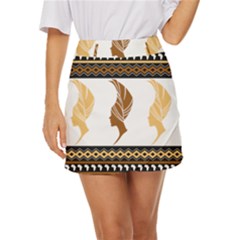 African Women Pattern Seamless Style Mini Front Wrap Skirt by Bedest