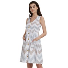 Colored Zigzag Seamless Patterns Sleeveless Dress With Pocket by Bedest