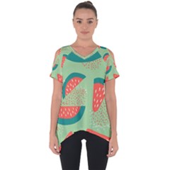 Watermelon Dots Summer Pattern Cut Out Side Drop T-shirt by Bedest