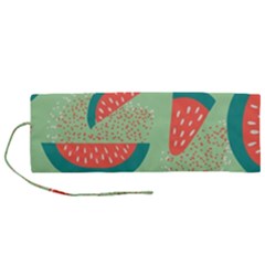 Watermelon Dots Summer Pattern Roll Up Canvas Pencil Holder (m) by Bedest