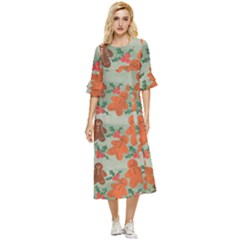 Christmas Cookies Cookie Advent Pattern Double Cuff Midi Dress by Bedest