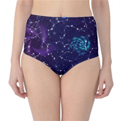 Realistic Night Sky Poster With Constellations Classic High-waist Bikini Bottoms by Ket1n9