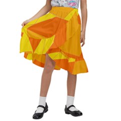 Pattern Abstract Triangle Simple Kids  Ruffle Flared Wrap Midi Skirt by Bedest