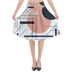 Abstract Architecture Flared Midi Skirt by Bedest