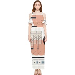 Abstract Architecture Draped Sleeveless Chiffon Jumpsuit by Bedest