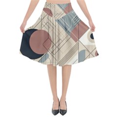 Boho Abstract Architecture Flared Midi Skirt by Bedest