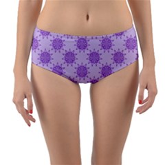 Purple Pattern Seamless Texture Mandala Reversible Mid-waist Bikini Bottoms by Bedest