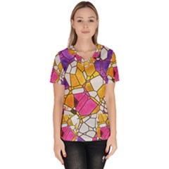 Architecture Glass Abstract Pattern Women s V-neck Scrub Top by Bedest