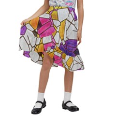 Architecture Glass Abstract Pattern Kids  Ruffle Flared Wrap Midi Skirt by Bedest