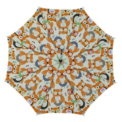 Cute Colorful Owl Cartoon Seamless Pattern Automatic Folding Umbrella With Case (medium) by Apen