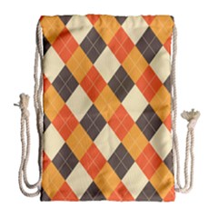 Halloween Argyle Pattern  Drawstring Bag (large) by Safari