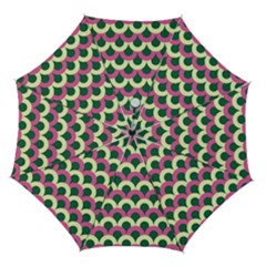Green Yellow Pattern Automatic Folding Umbrella With Case (medium) by ytdream