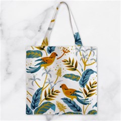 Artwork Backdrop Bird Blue Zipper Grocery Tote Bag by Grandong