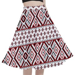Illustration Of Ukrainian Folk Seamless Pattern Ornament A-line Full Circle Midi Skirt With Pocket by Grandong