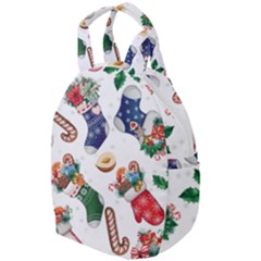 Christmas Socks Gloves Candy Cane Stocking Seamless Travel Backpack by Grandong