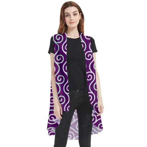 Violet White Pattern Sleeveless Chiffon Waistcoat Shirt by ytdream
