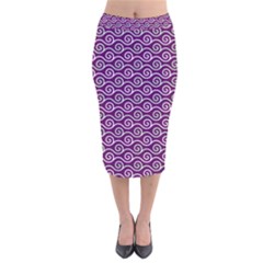 Violet White Pattern Velvet Midi Pencil Skirt by ytdream