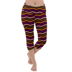 Multicolor Wave Pattern Lightweight Velour Capri Yoga Leggings by ytdream