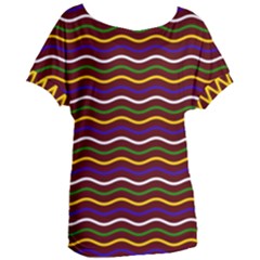 Multicolor Wave Pattern Women s Oversized T-shirt by ytdream