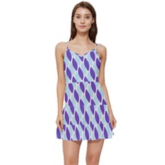 White Blue Pattern Short Frill Dress by ytdream
