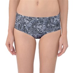 Geologic Marine Life Motif Black And White Print Mid-waist Bikini Bottoms by dflcprintsclothing