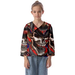Confederate Flag Usa America United States Csa Civil War Rebel Dixie Military Poster Skull Kids  Sailor Shirt by Ket1n9