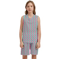 Yellow Blue Pattern Kids  Basketball Mesh Set by ytdream