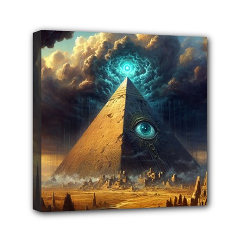 Mystic Blue Pyramid Art Mini Canvas 6  X 6  (stretched) by ExtraAwesomeSauce