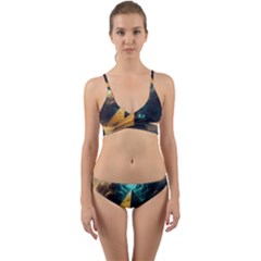 Mystic Blue Pyramid Art Wrap Around Bikini Set by ExtraAwesomeSauce