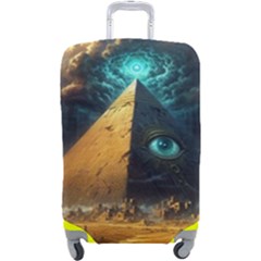 Mystic Blue Pyramid Art Luggage Cover (large) by ExtraAwesomeSauce