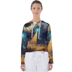 Mystic Blue Pyramid Art Women s Slouchy Sweat by ExtraAwesomeSauce