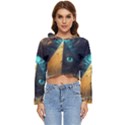 Mystic Blue Pyramid Art Women s Lightweight Cropped Hoodie View1