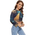 Mystic Blue Pyramid Art Women s Lightweight Cropped Hoodie View3