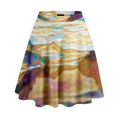 Vibrant Sunset Over Serene Lake High Waist Skirt by ExtraAwesomeSauce